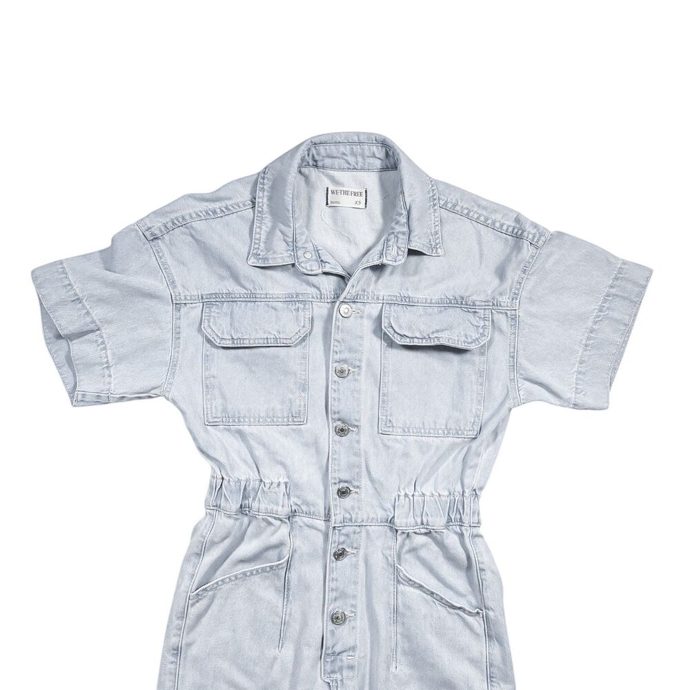 Free People We The Free Marci Jumpsuit XS Denim Light Wash Coveralls Utility - Picture 6 of 10